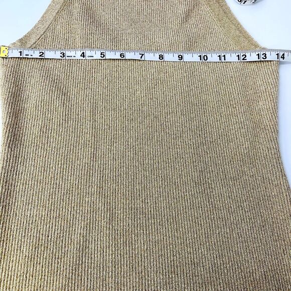 INC Gold Shimmer Tank Top Large Gold Sparkle Sheen Going Out Tank Top Large INC - Picture 12 of 15